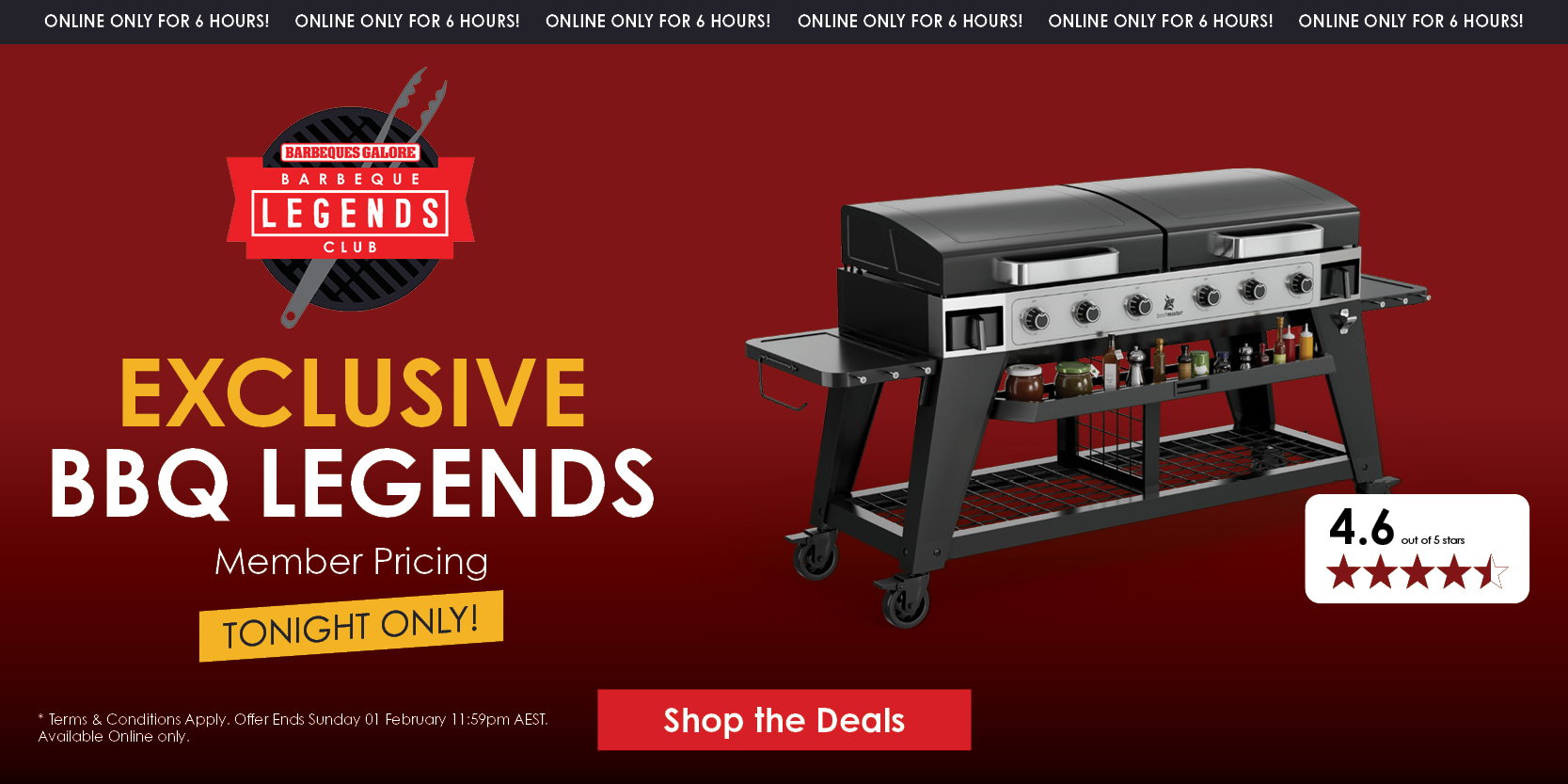 Exclusive BBQ Legends Member Pricing | Tonight Only | Shop Now